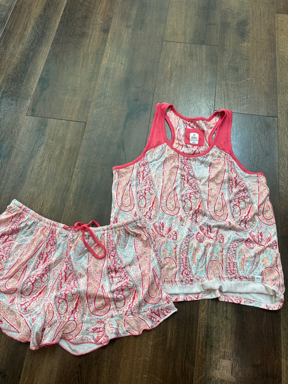 Echo Pink & Cream Paisley Tank Top and Shorts Pajama Set
